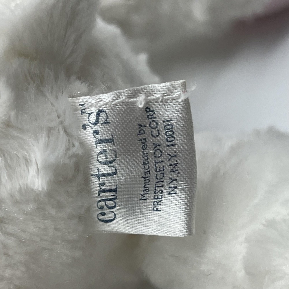 Vintage Carter's White Bunny Plush Rattle Pink Bow Embroidered Heart‎ Princess - Picture 8 of 16
